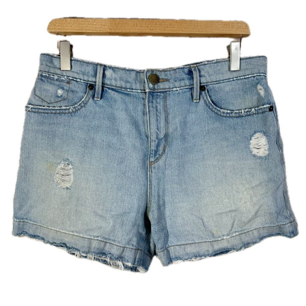 Ann Taylor LOFT Light Wash Distressed Denim Shorts Jean Shorts Size L
